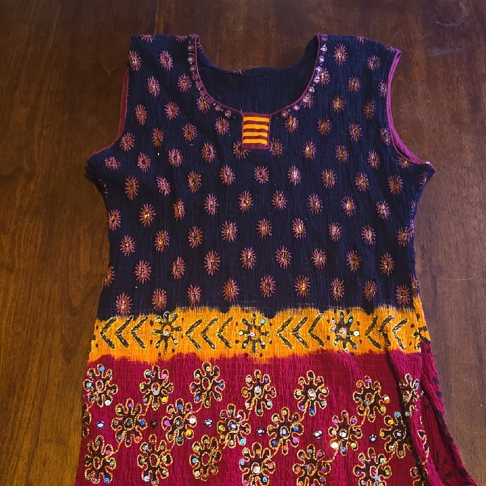 Embroidered Sleeveless Top and Skirt